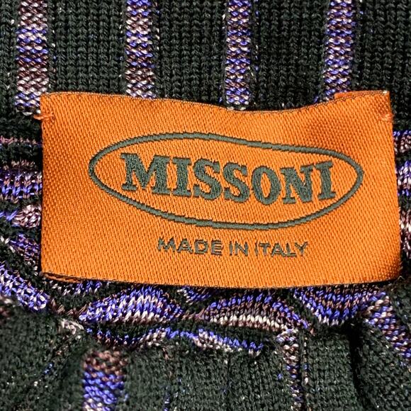 MISSONI Size 2 Purple Wool Blend Geometric High Neck Midi Dress - Picture 5 of 7